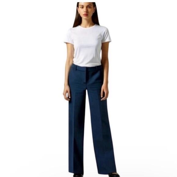 J. Crew Petite Wide Leg Trouser in Four Season Stretch Navy CC465 Size 2P